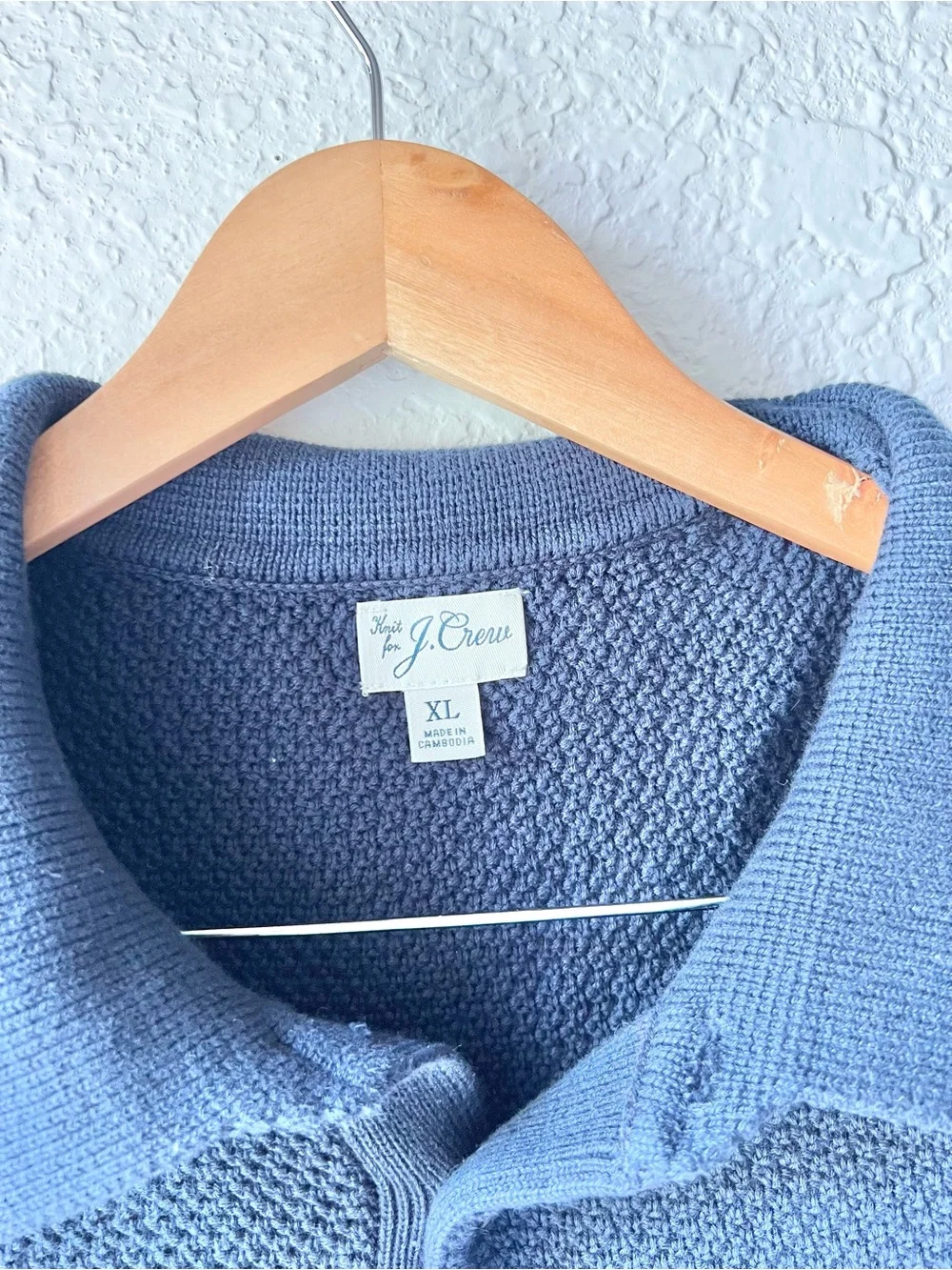 J. Crew Navy Knit Textured Sweater Polo Sz XL